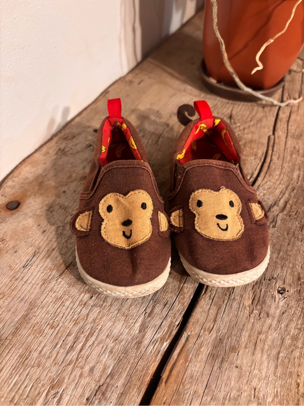 Toddler Brown Monkey Slip-On Shoes